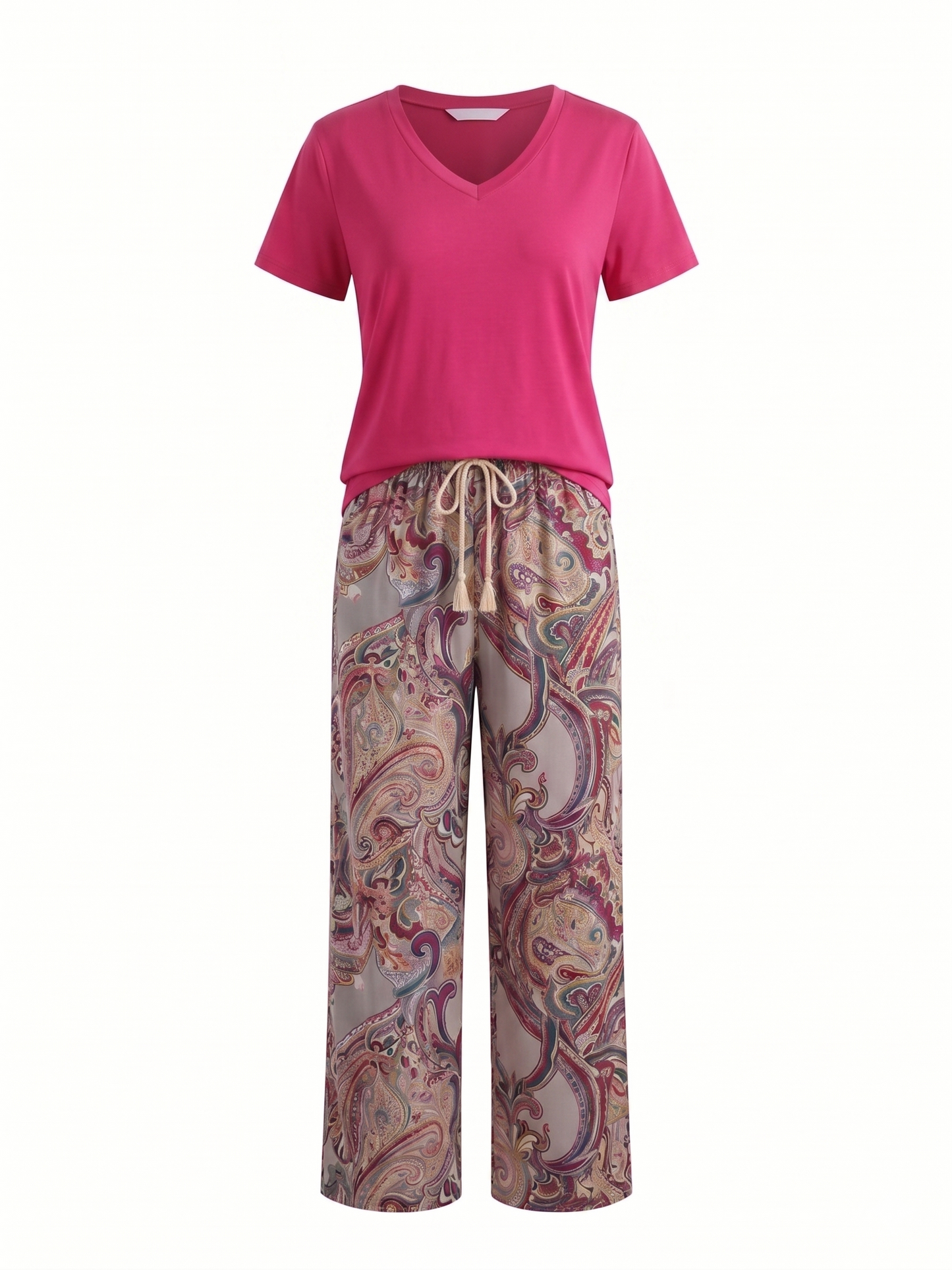 Ensemble fuchsia et cachemire gris