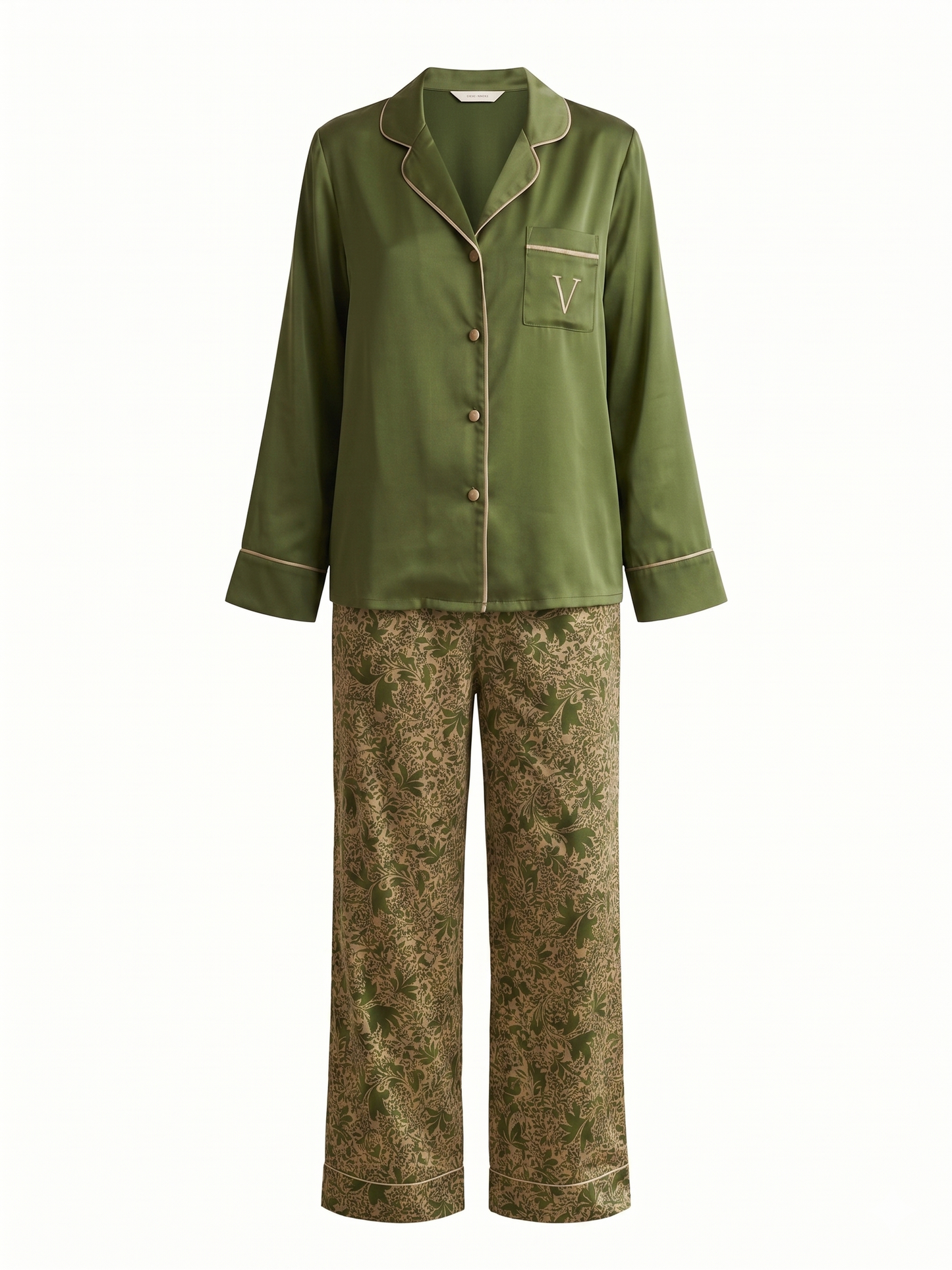 Pyjama olive à motifs cachemire