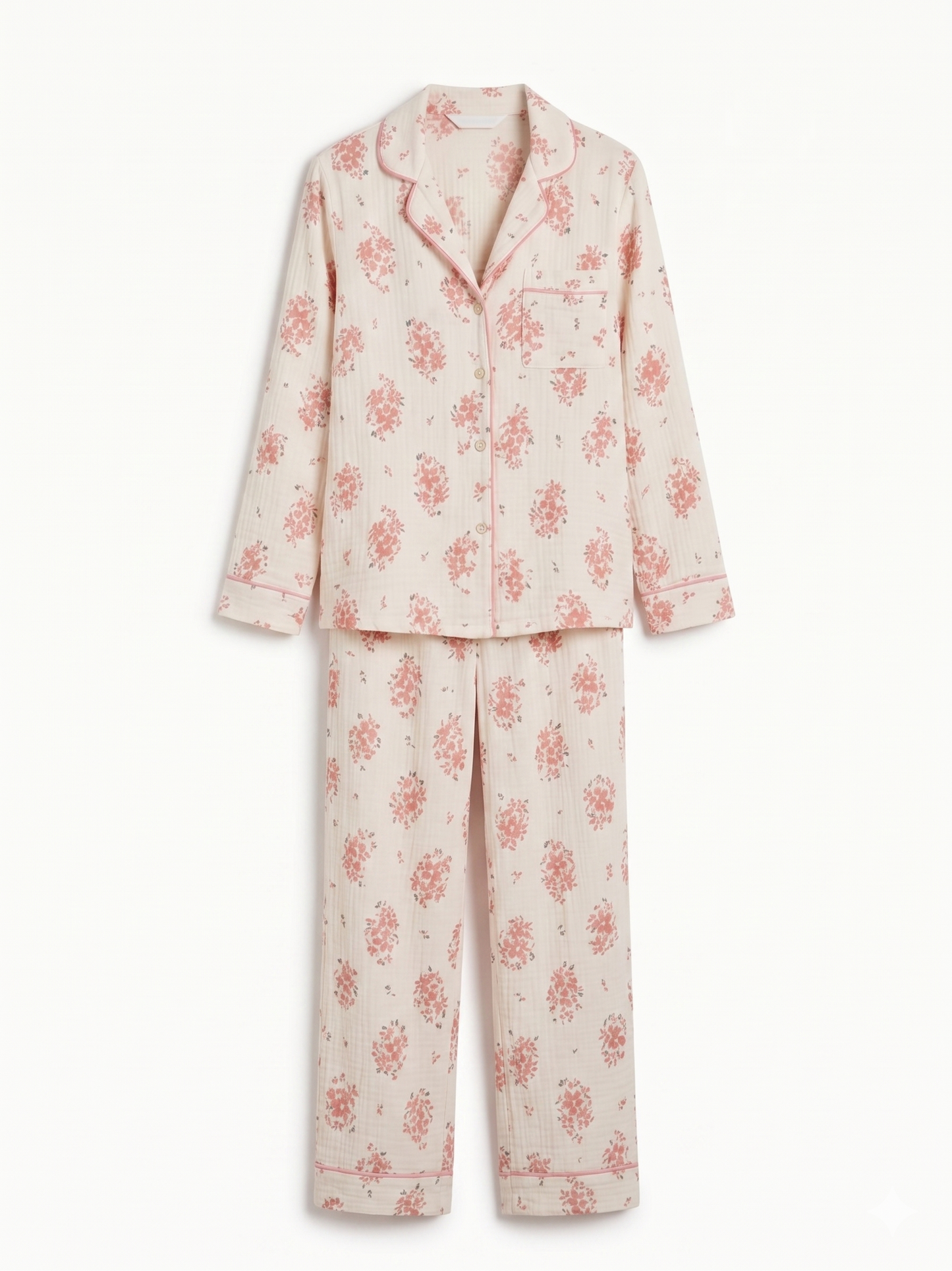 Pyjama en gaze de coton rose