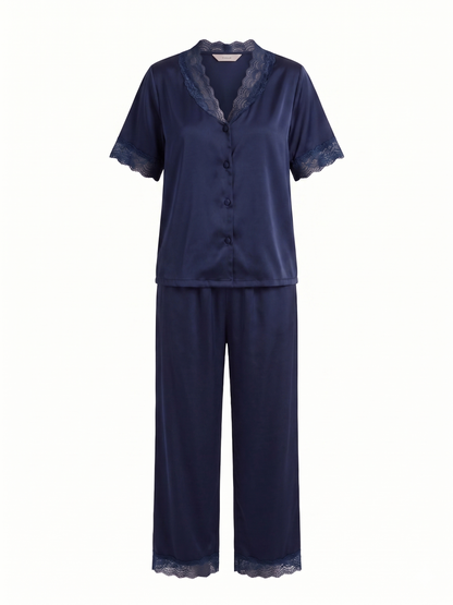 Ensemble satin bleu nuit