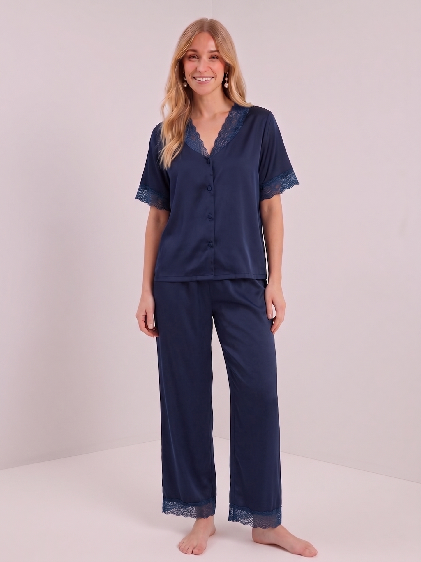 Ensemble satin bleu nuit