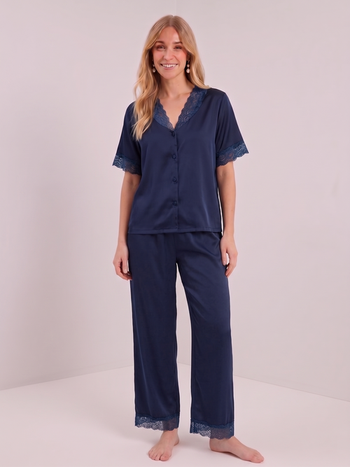 Ensemble satin bleu nuit