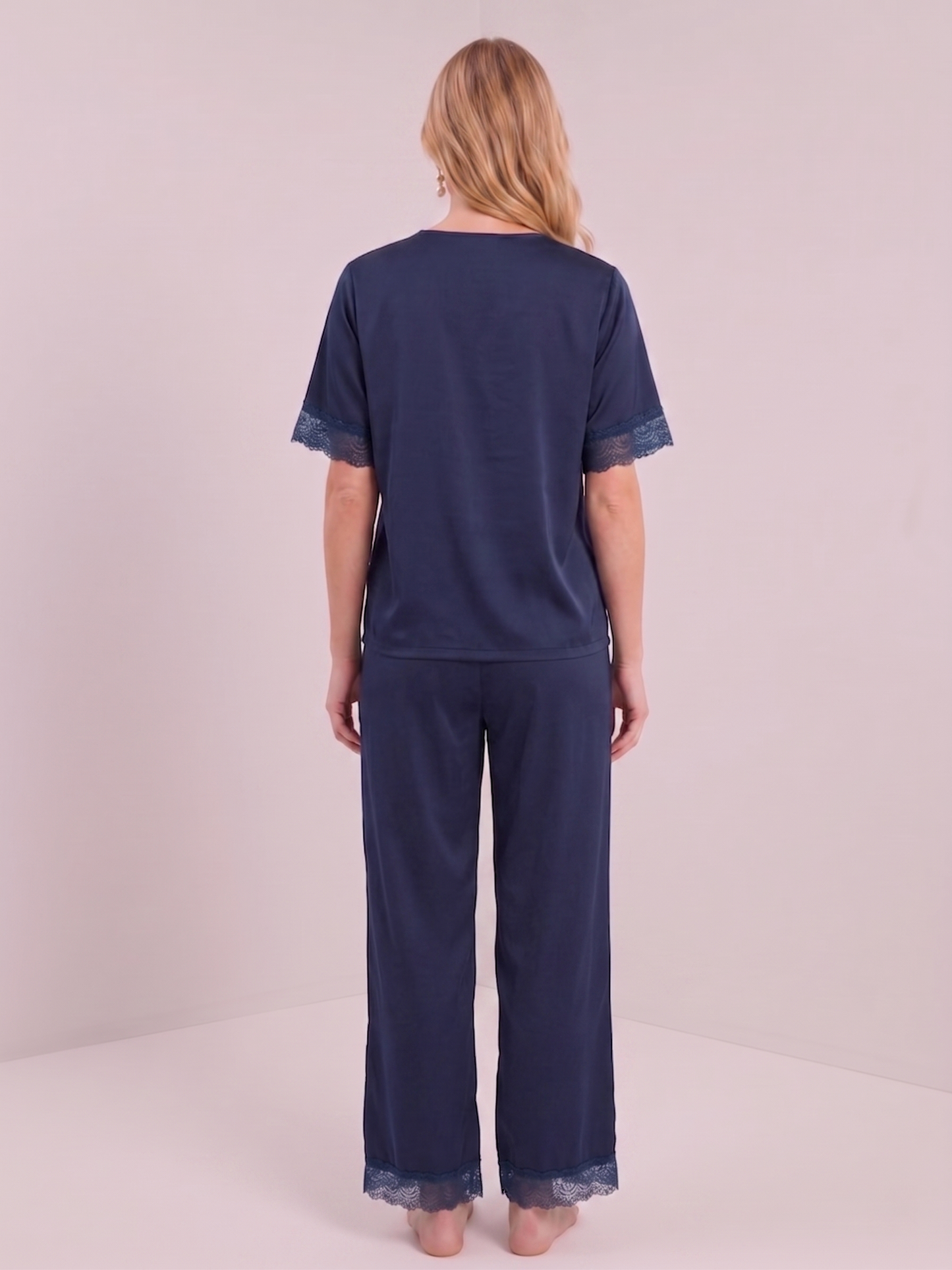Ensemble satin bleu nuit