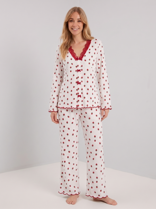 Pyjama fraises et dentelle