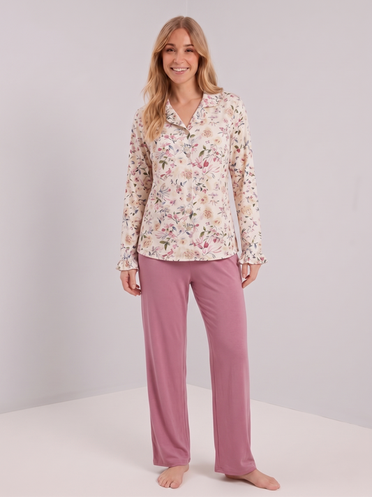 Pyjama fleuri et vieux rose