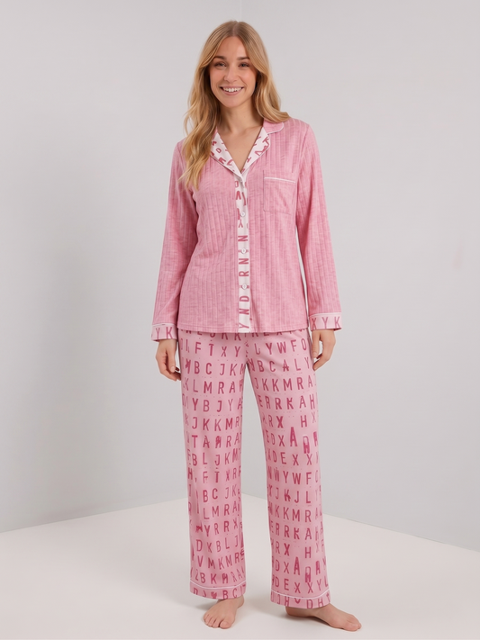 Pyjama rose à motif alphabet
