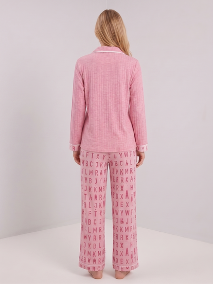 Pyjama rose à motif alphabet
