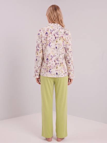 Pyjama fleuri et vert pomme