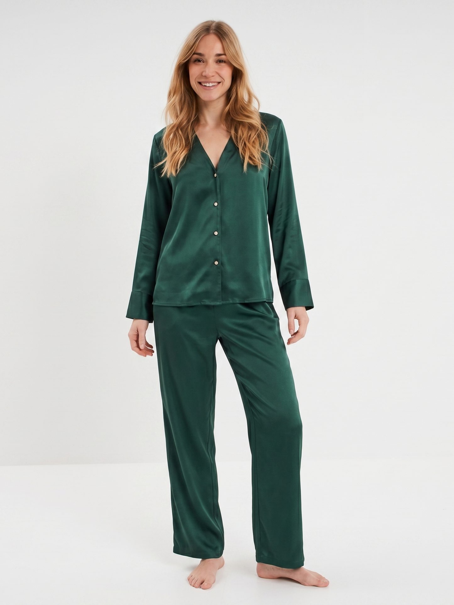 Pyjama en satin émeraude