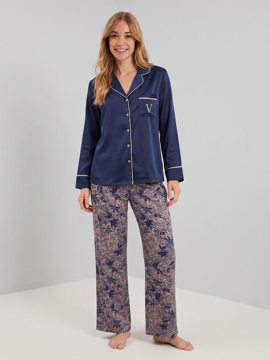 Pyjama marine à motifs cachemire