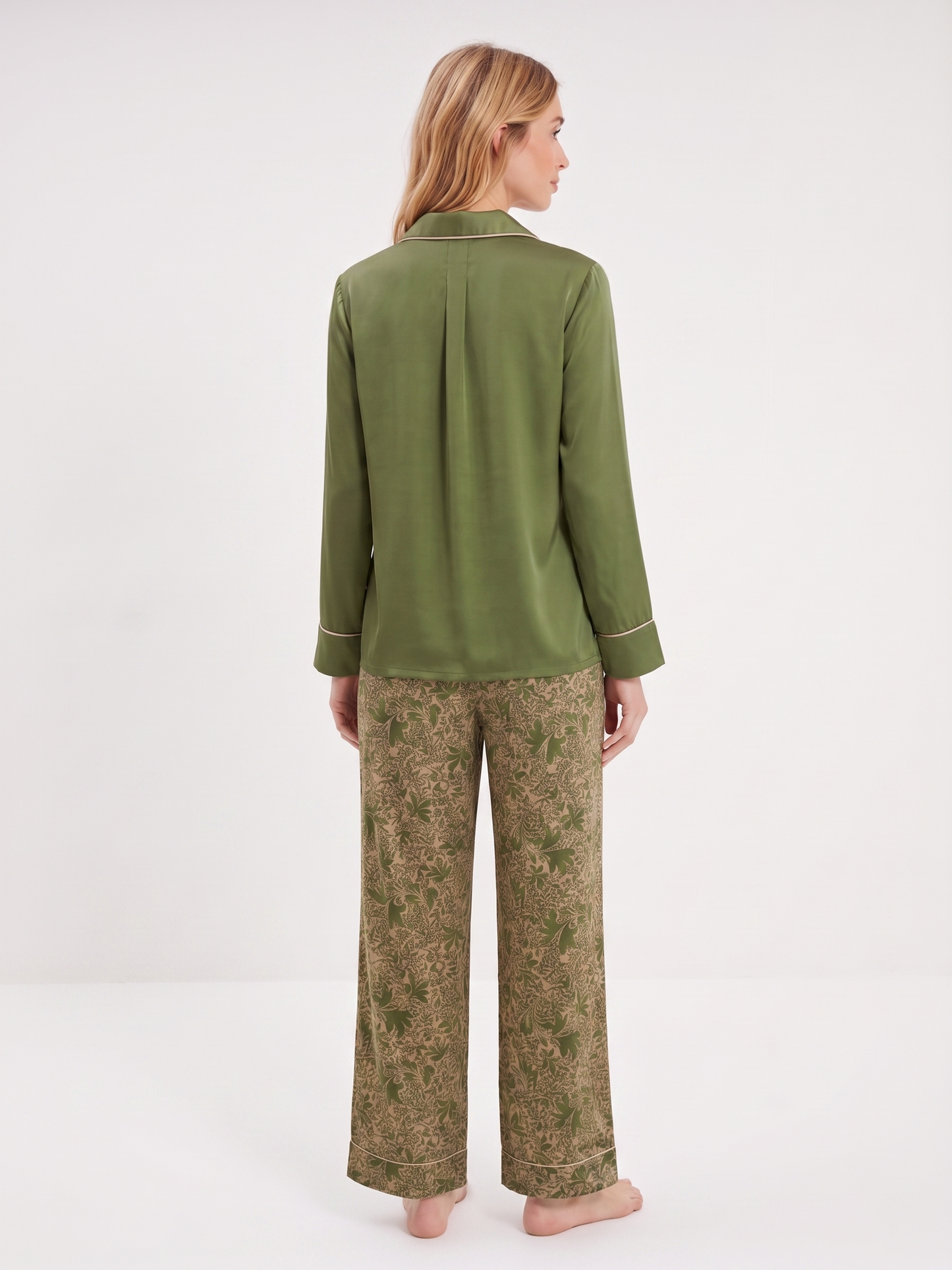 Pyjama olive à motifs cachemire