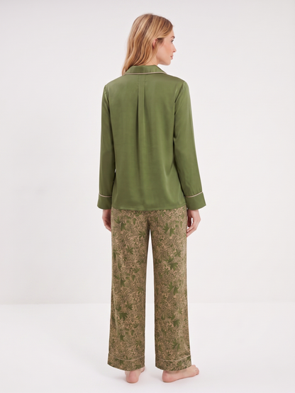 Pyjama olive à motifs cachemire