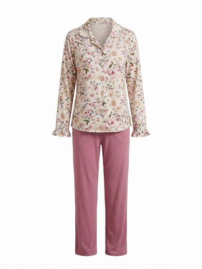 Pyjama fleuri et vieux rose