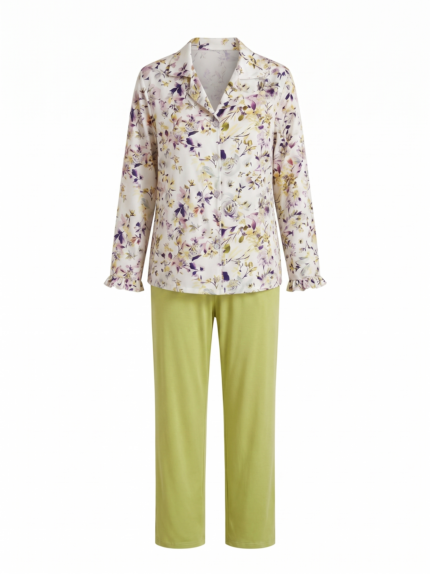 Pyjama fleuri et vert pomme