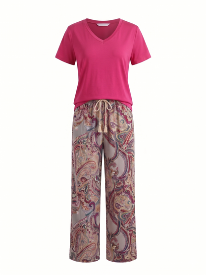 Ensemble fuchsia et cachemire gris