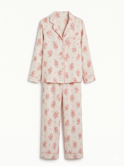 Pyjama en gaze de coton rose