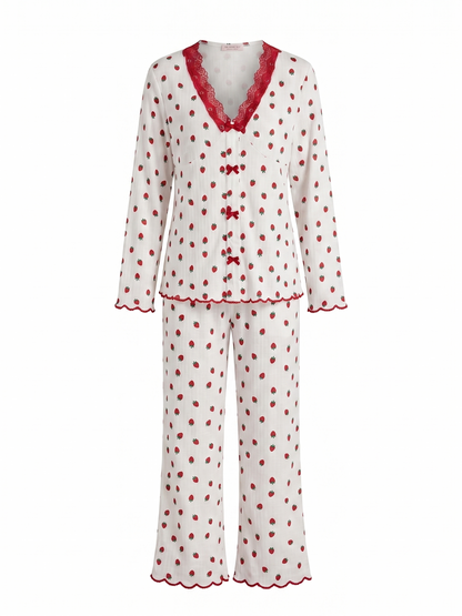Pyjama fraises et dentelle